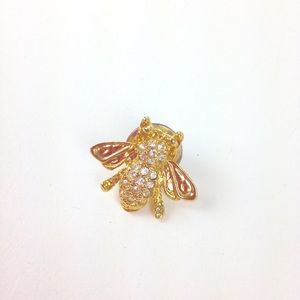 Small vintage rhinestone bee bug scatter tie pin
